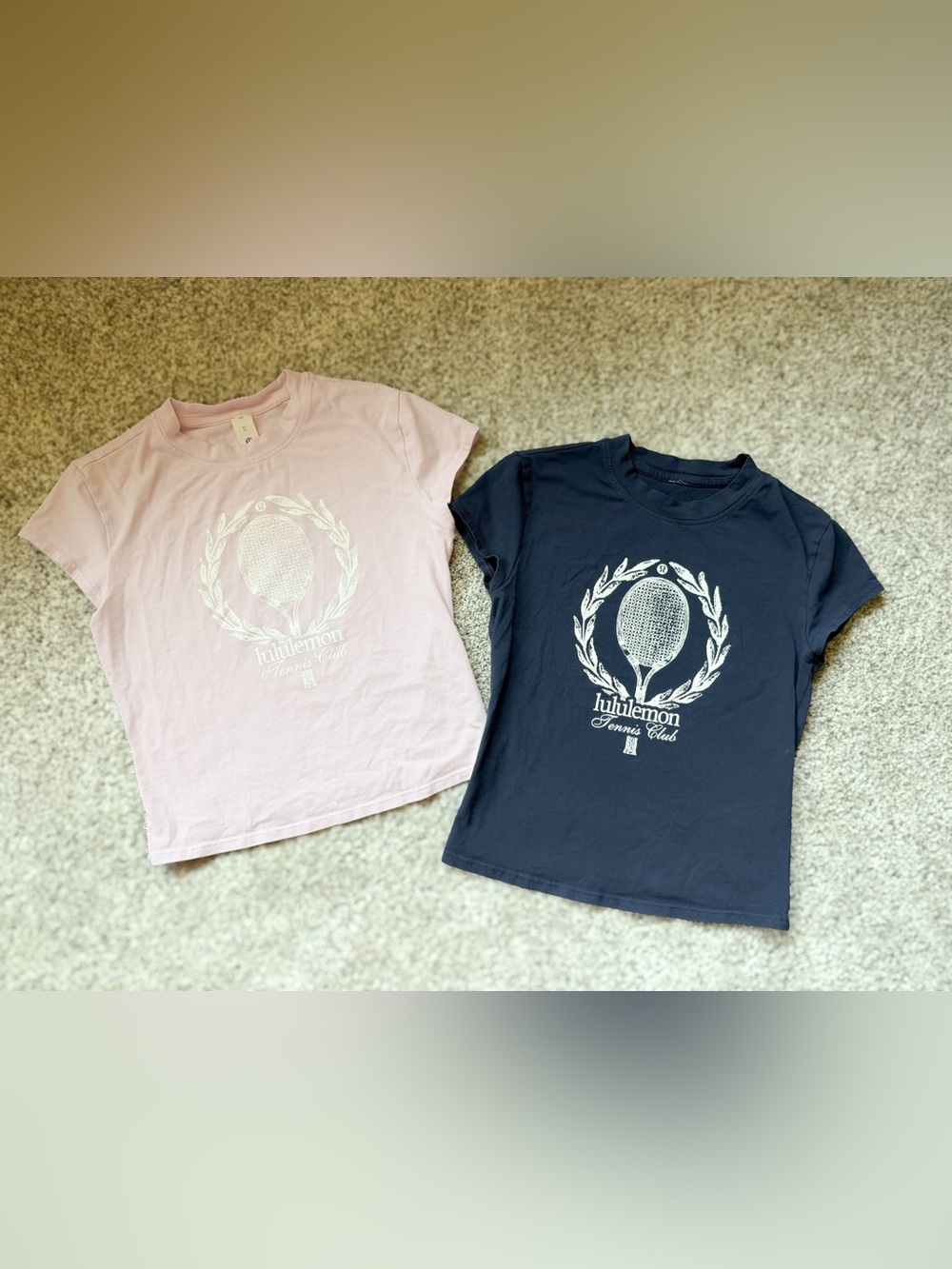 Lululemon Tennis Club Graphic Tees - Pink & Navy Organic Cotton fitted tees XS